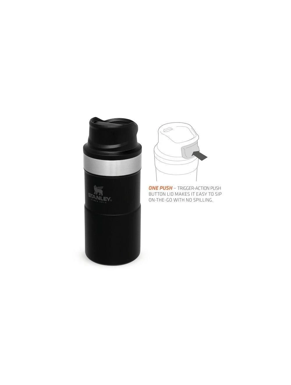 The Trigger-Action Travel Mug 0,25L Matt Black Uit Het Stanley Drinkflessen Assortiment 4 The Trigger-Action Travel Mug 0,25L Matt Black Uit Het Stanley Drinkflessen Assortiment - Afbeelding 4
