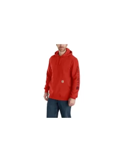 SLEEVE LOGO HOODED SWEATSHIRT CHILI PEPPER HEATHER Uit Het Carhartt® Truien, Sweaters En Hoodies Assortiment