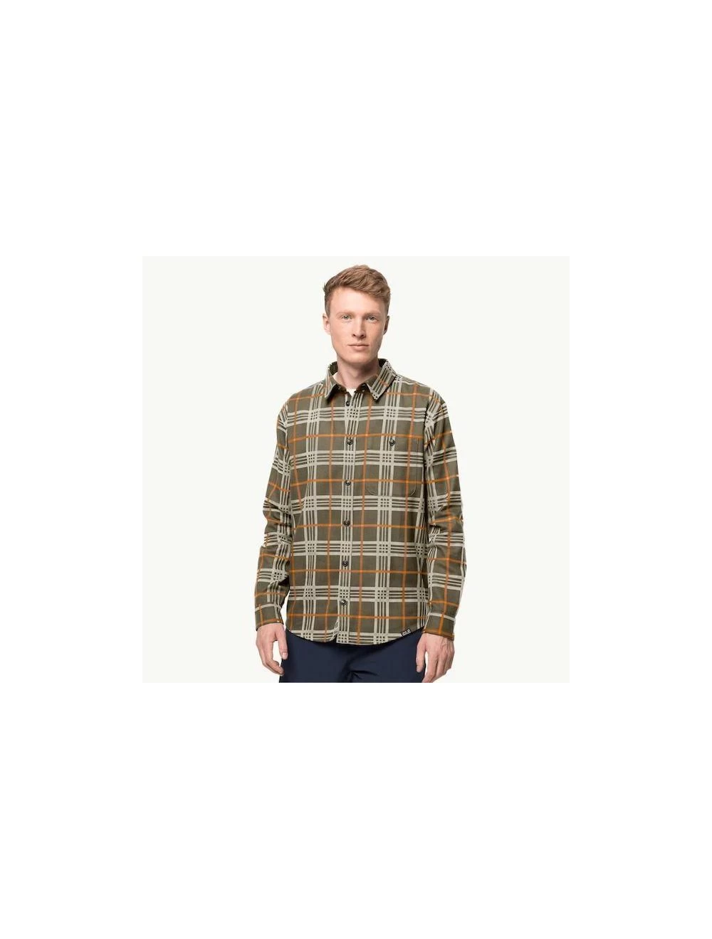 CABIN VIEW SHIRT Men Dusty Olive Checks Uit Het Jack Wolfskin Shirts & Polo's Assortiment 1 CABIN VIEW SHIRT Men Dusty Olive Checks Uit Het Jack Wolfskin Shirts & Polo's Assortiment